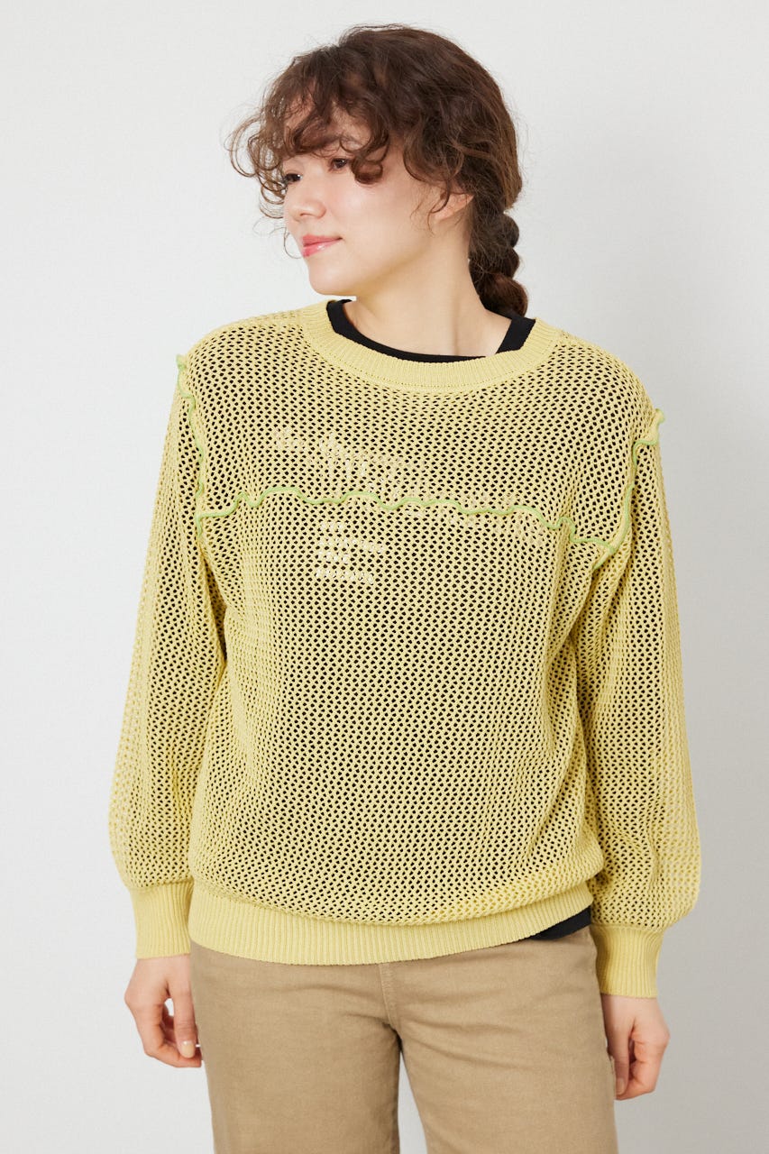 前後2WAYメローニットトップス L/YEL FREE