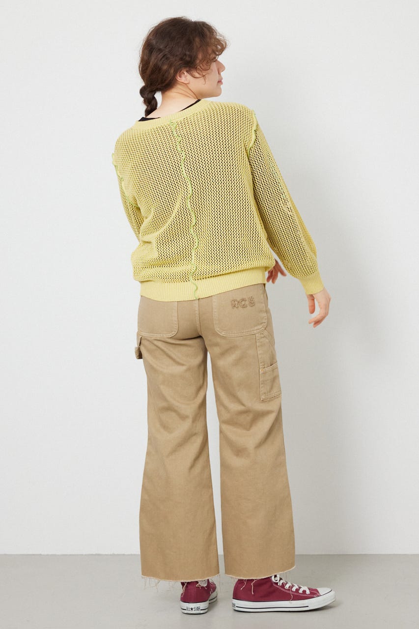 前後2WAYメローニットトップス L/YEL FREE