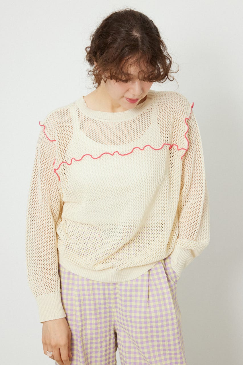 前後2WAYメローニットトップス O/WHT FREE