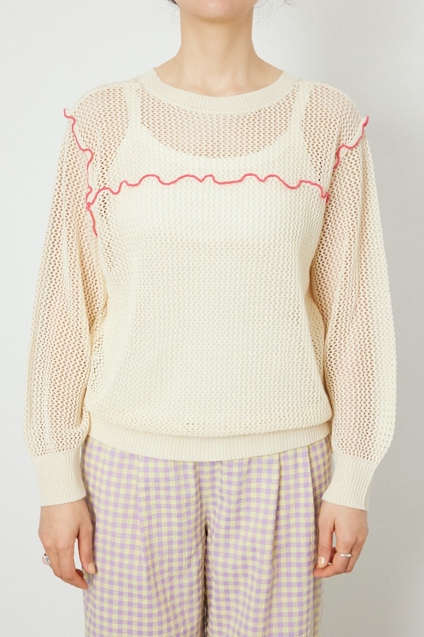 前後2WAYメローニットトップス O/WHT FREE