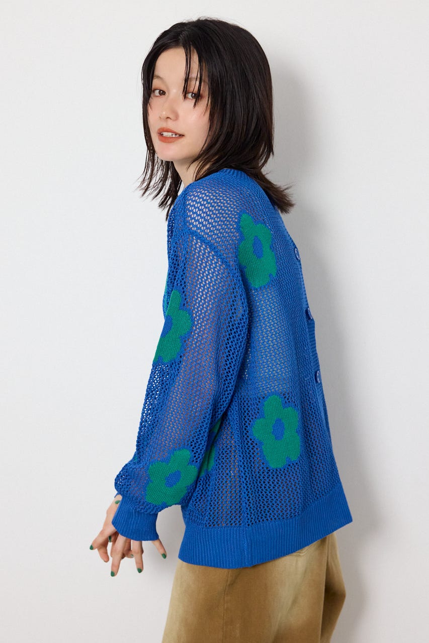 2WAYフラワーニットトップス BLU FREE