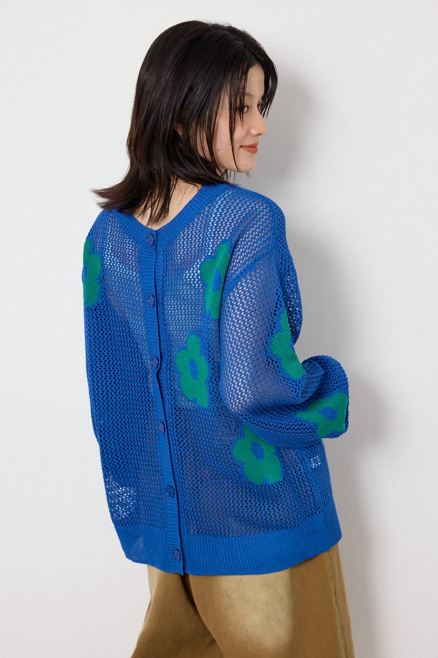 2WAYフラワーニットトップス BLU FREE