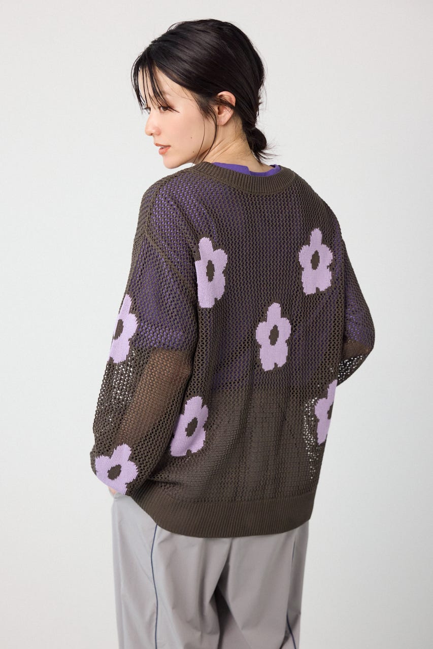 2WAYフラワーニットトップス C.GRY FREE