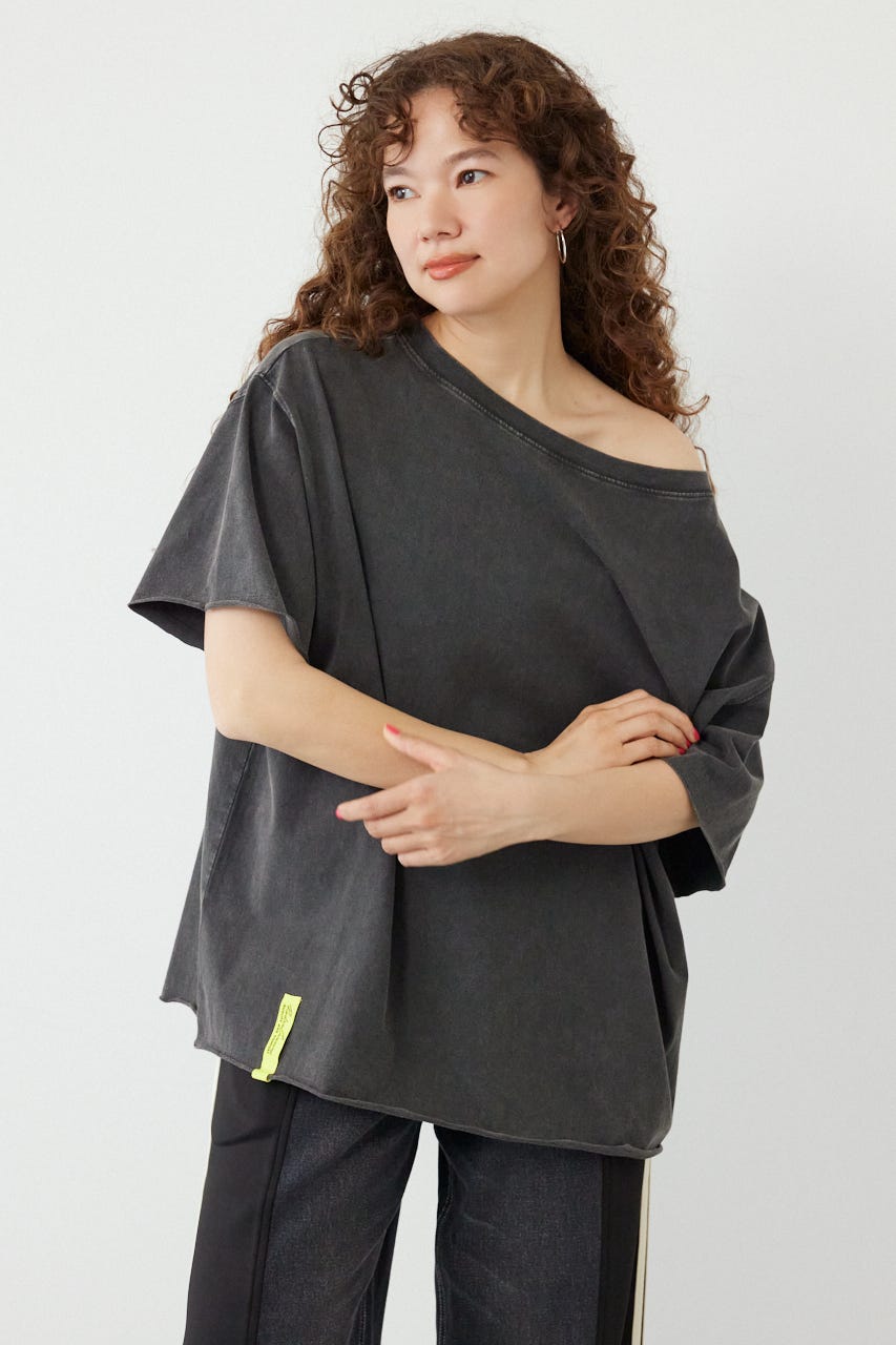 ピグメントルーズオフショルTシャツ C.GRY FREE