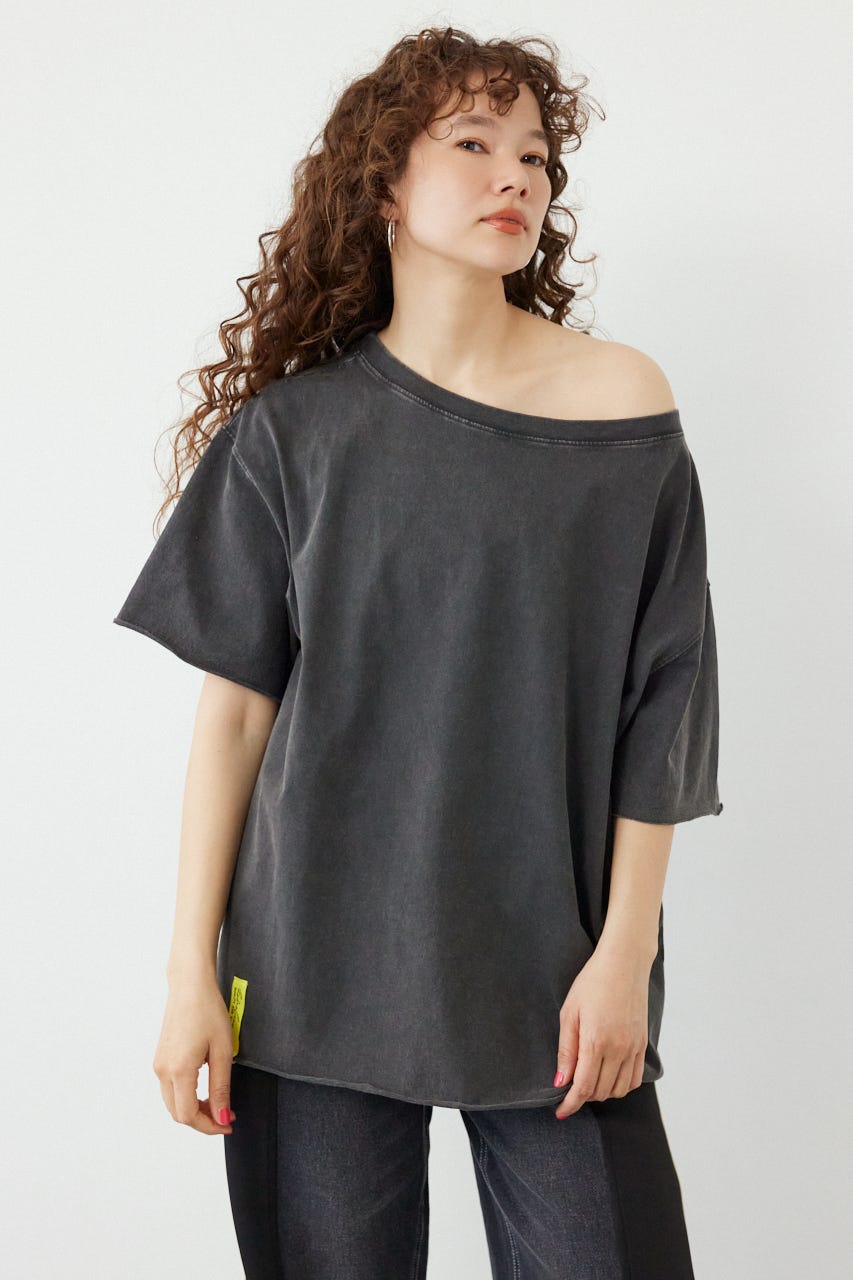 ピグメントルーズオフショルTシャツ C.GRY FREE