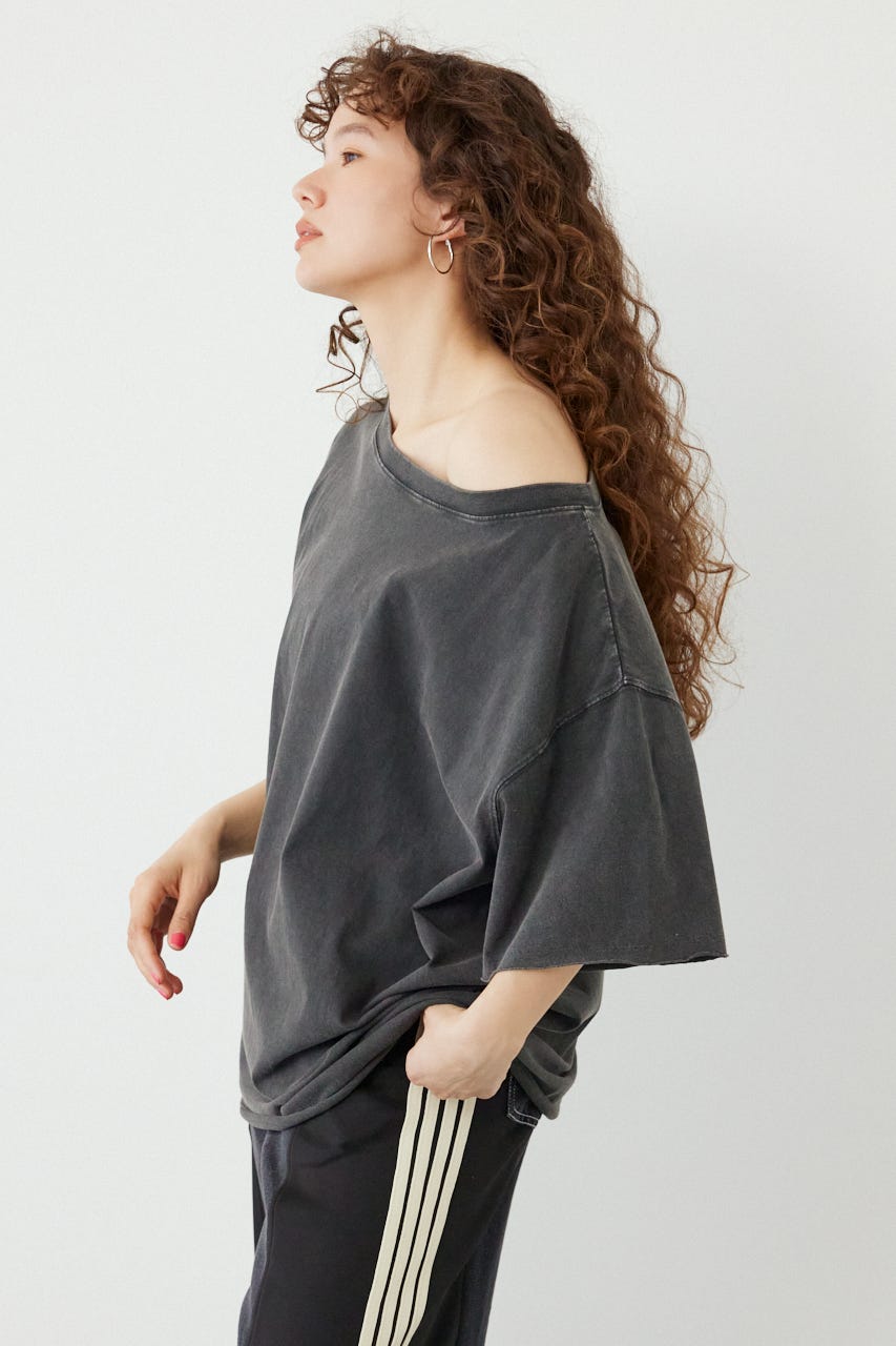 ピグメントルーズオフショルTシャツ C.GRY FREE