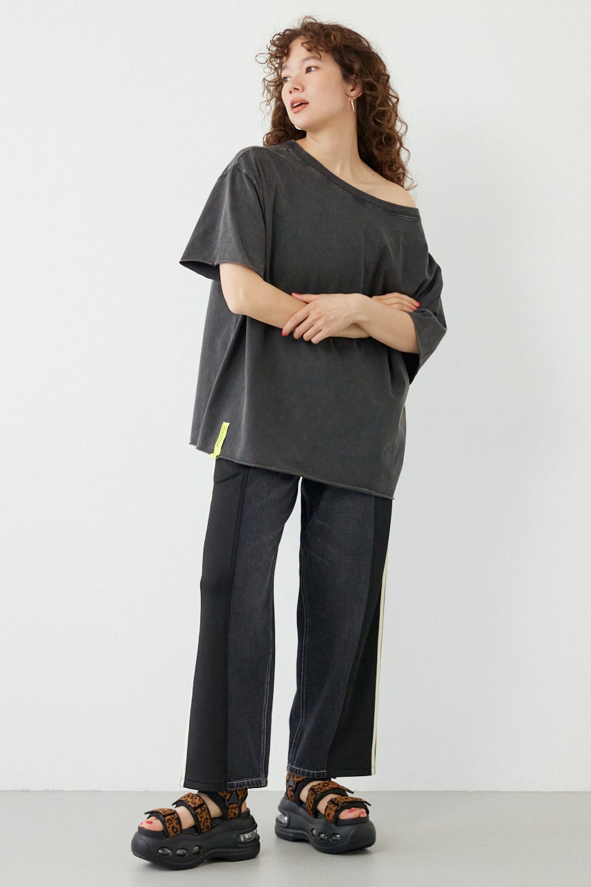 ピグメントルーズオフショルTシャツ C.GRY FREE