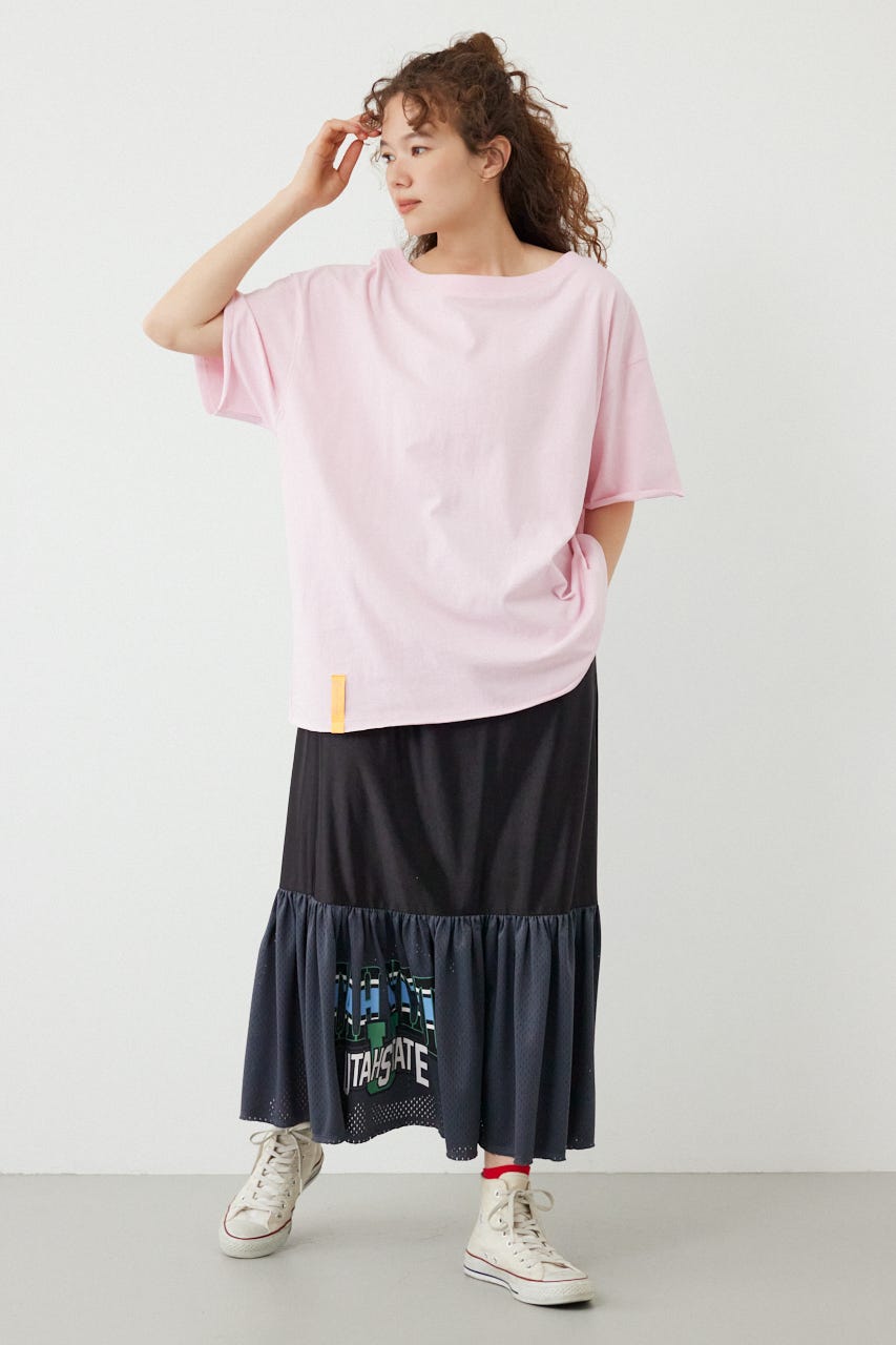 ピグメントルーズオフショルTシャツ L/PNK FREE