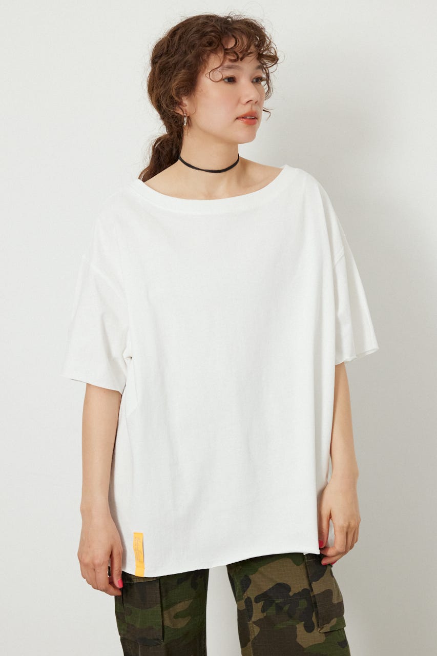 ピグメントルーズオフショルTシャツ O/WHT FREE