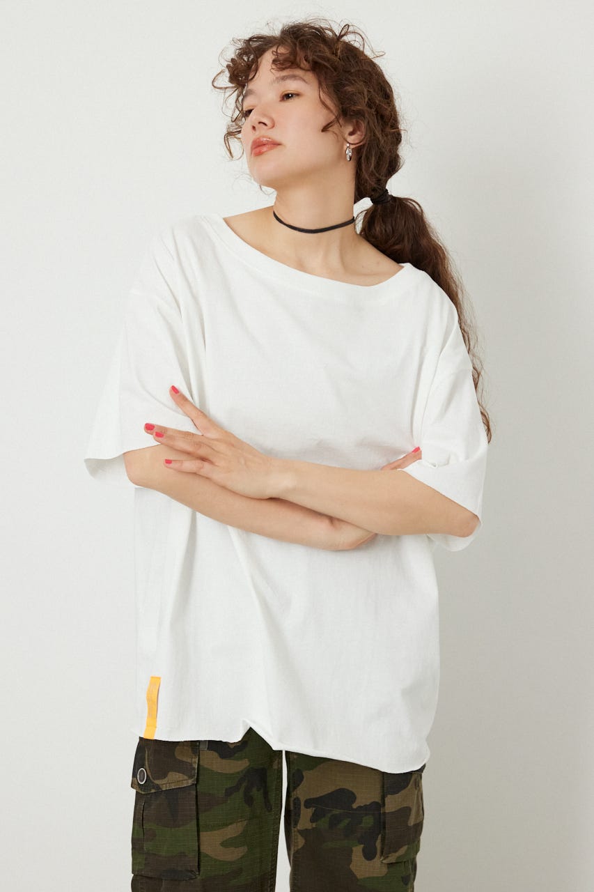 ピグメントルーズオフショルTシャツ O/WHT FREE