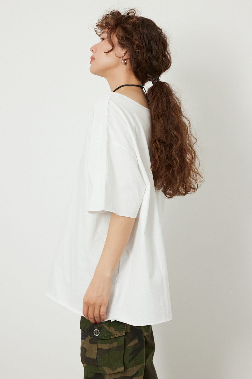 ピグメントルーズオフショルTシャツ O/WHT FREE