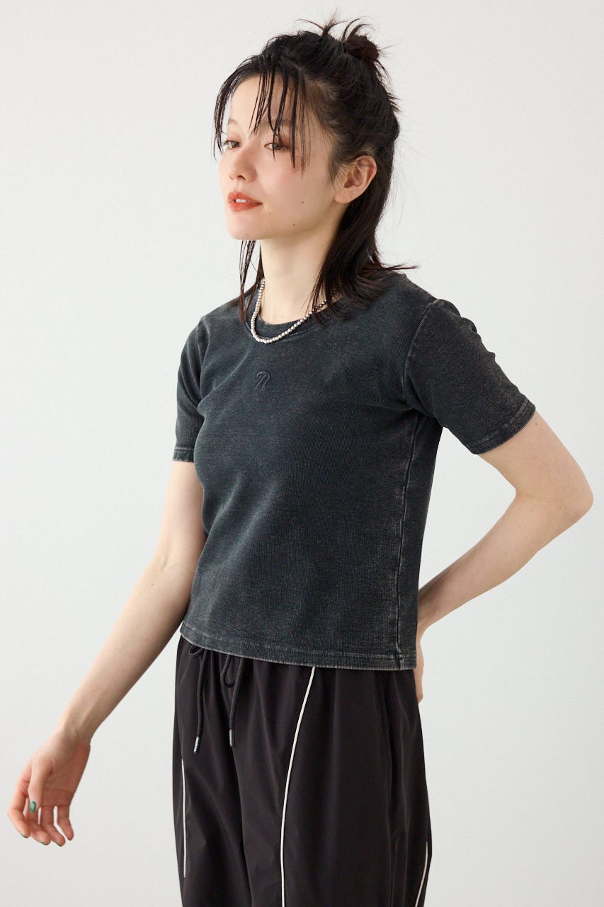 ピグメント2wayリブTシャツ BLK FREE