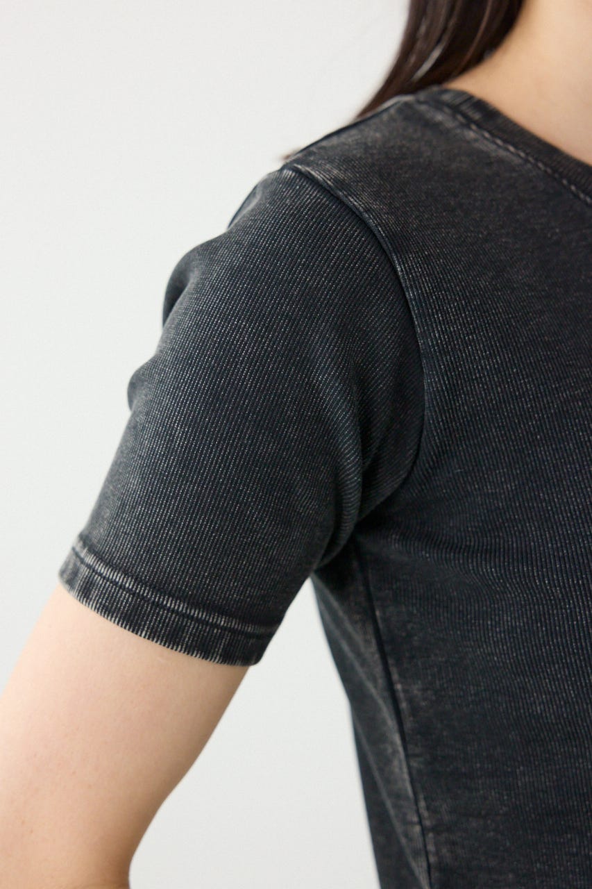 ピグメント2wayリブTシャツ BLK FREE