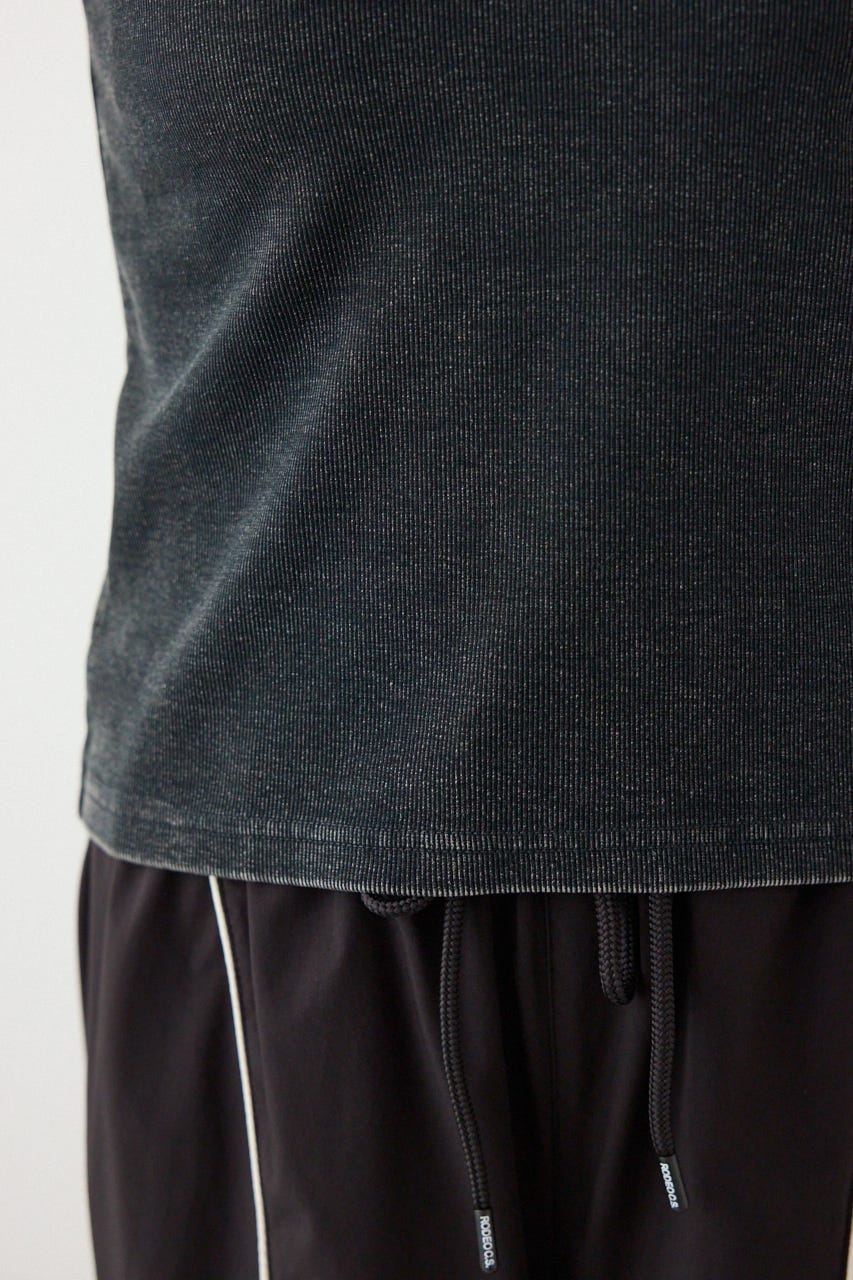 ピグメント2wayリブTシャツ BLK FREE