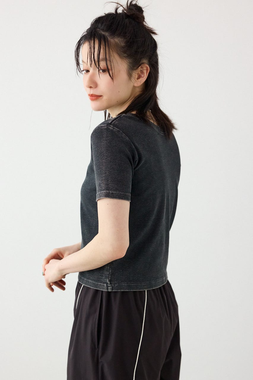 ピグメント2wayリブTシャツ BLK FREE