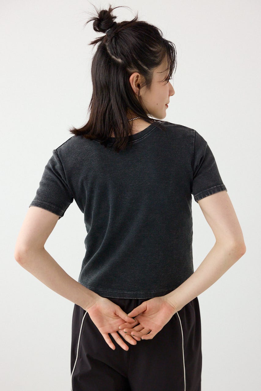 ピグメント2wayリブTシャツ BLK FREE