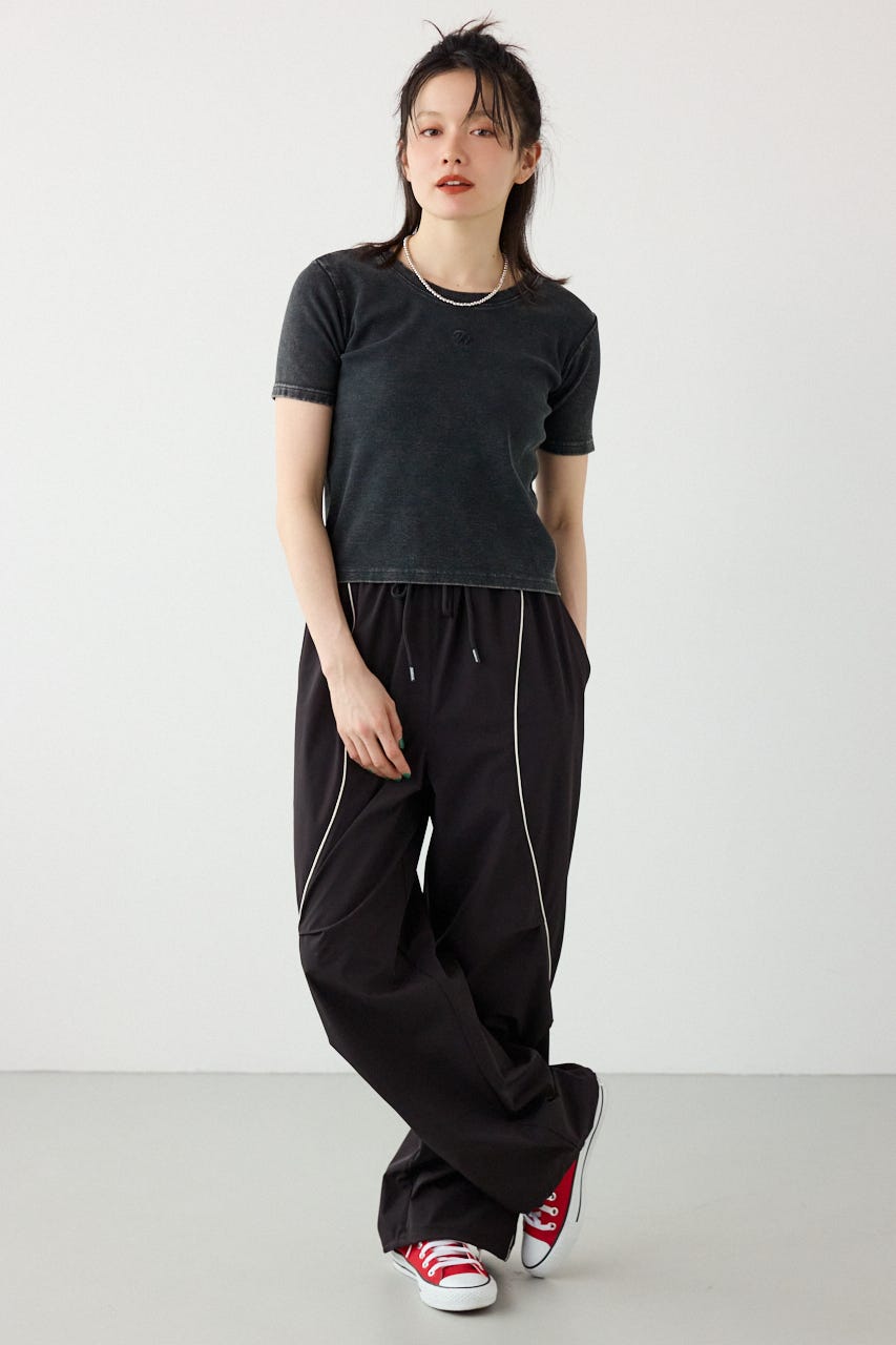 ピグメント2wayリブTシャツ BLK FREE