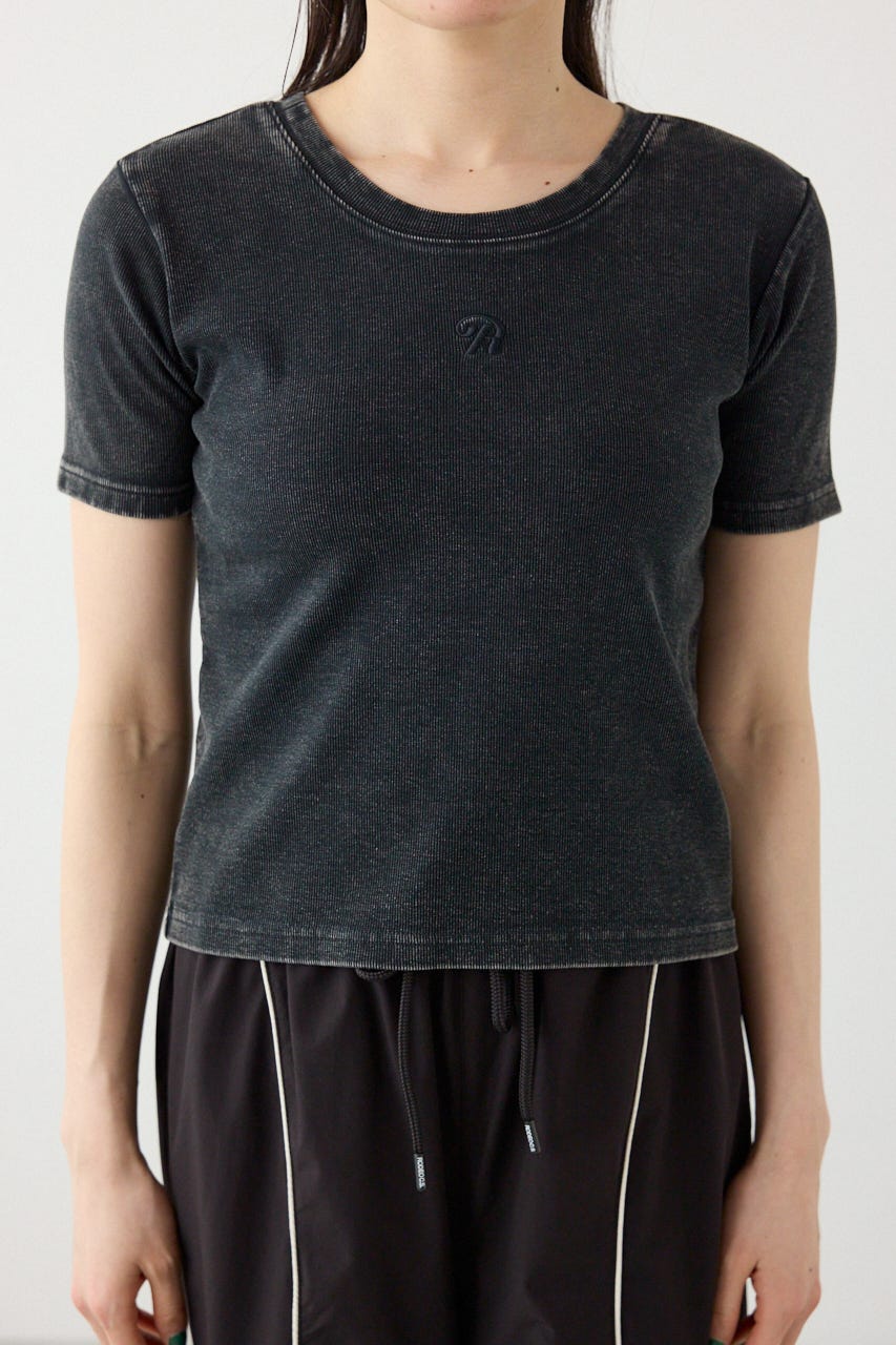 ピグメント2wayリブTシャツ BLK FREE