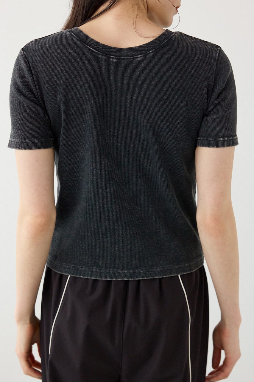 ピグメント2wayリブTシャツ BLK FREE