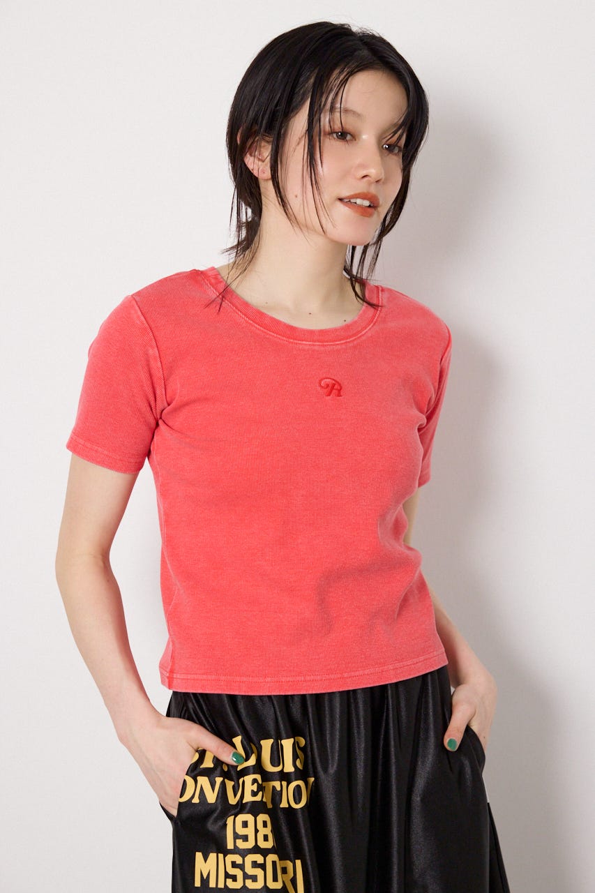 ピグメント2wayリブTシャツ RED FREE