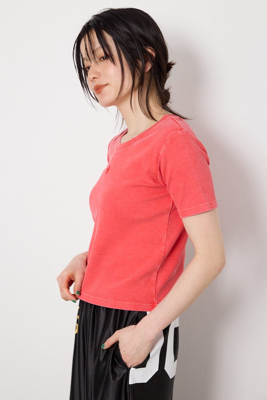 ピグメント2wayリブTシャツ RED FREE