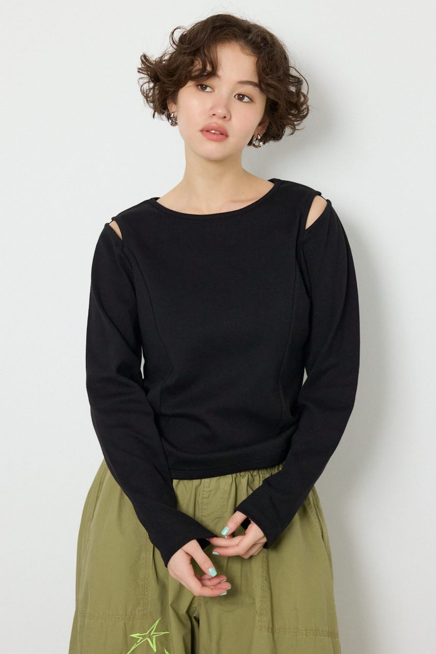 オープンショルダー2WAYトップス BLK FREE