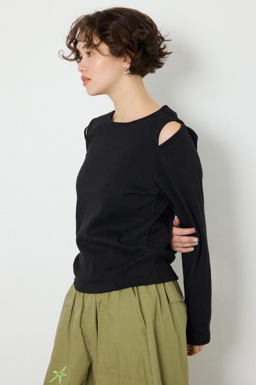 オープンショルダー2WAYトップス BLK FREE