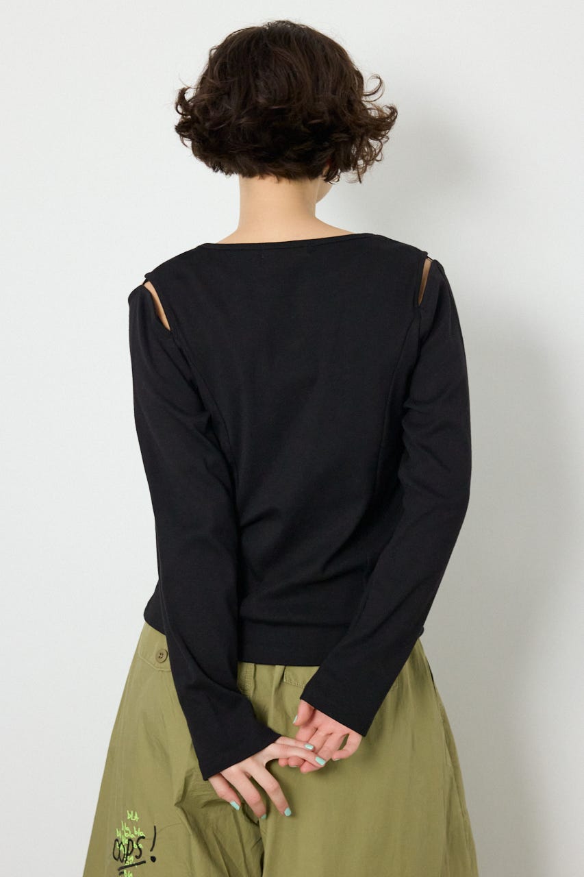 オープンショルダー2WAYトップス BLK FREE