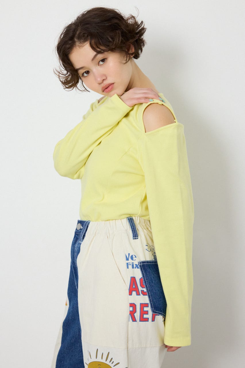 オープンショルダー2WAYトップス L/YEL FREE