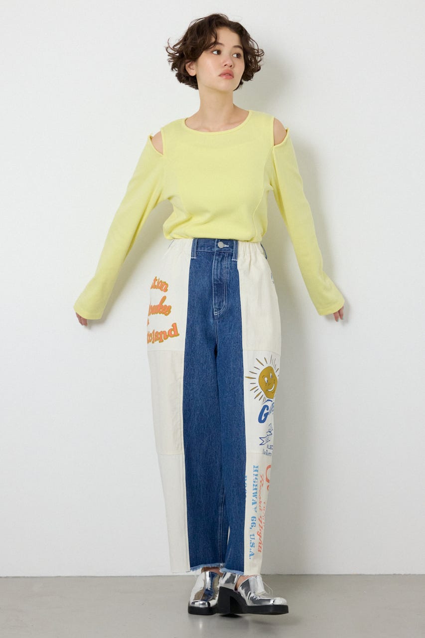 オープンショルダー2WAYトップス L/YEL FREE