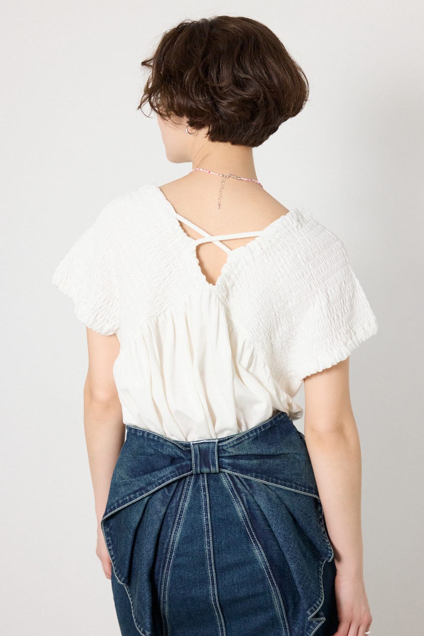 シャーリングトップス O/WHT FREE
