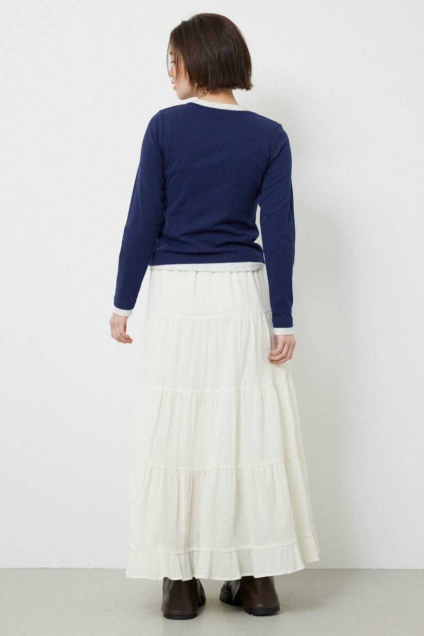 フェイクレイヤードヘンリーネックトップス NVY FREE