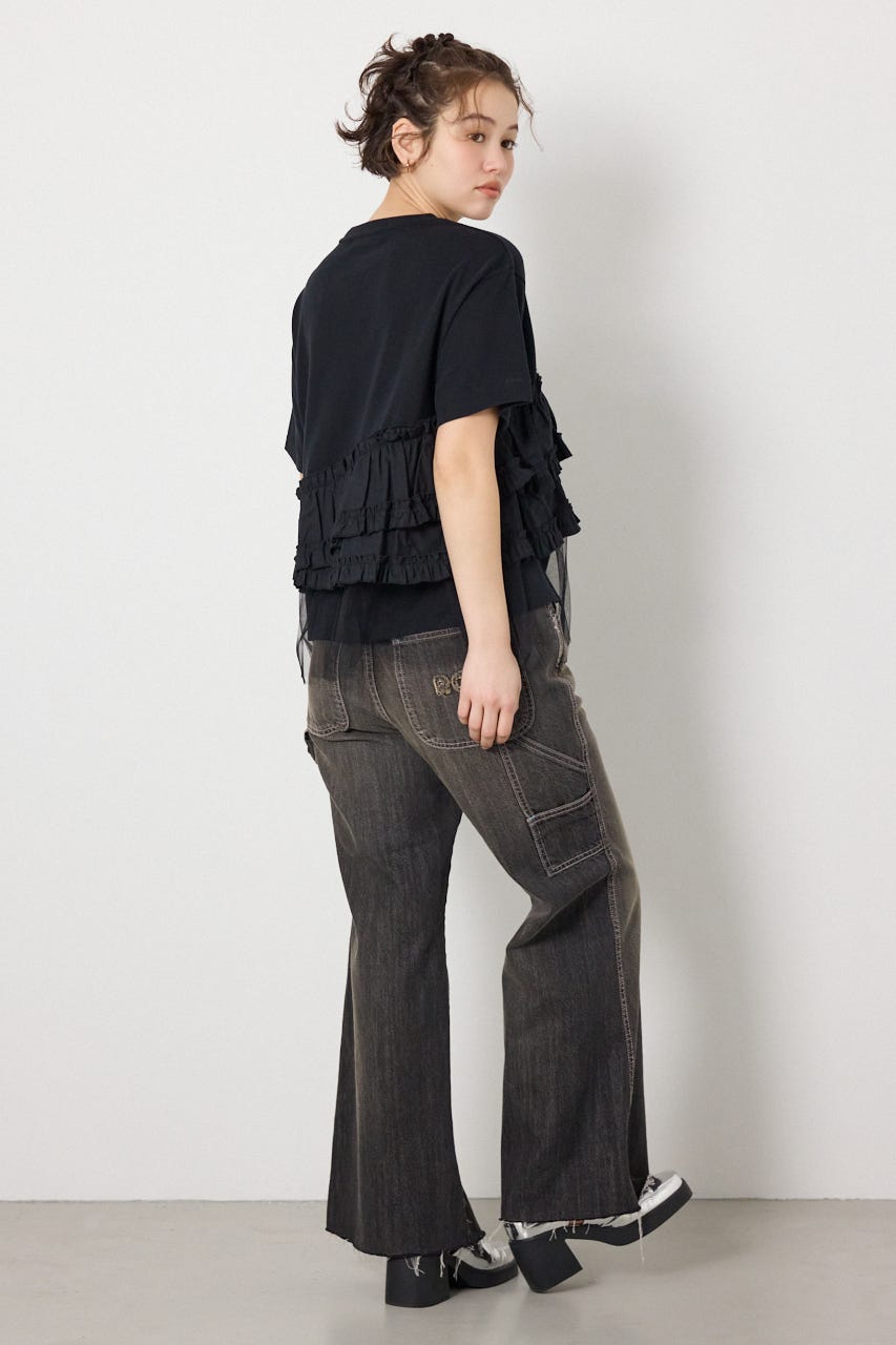 布帛チュールドッキングトップス BLK FREE