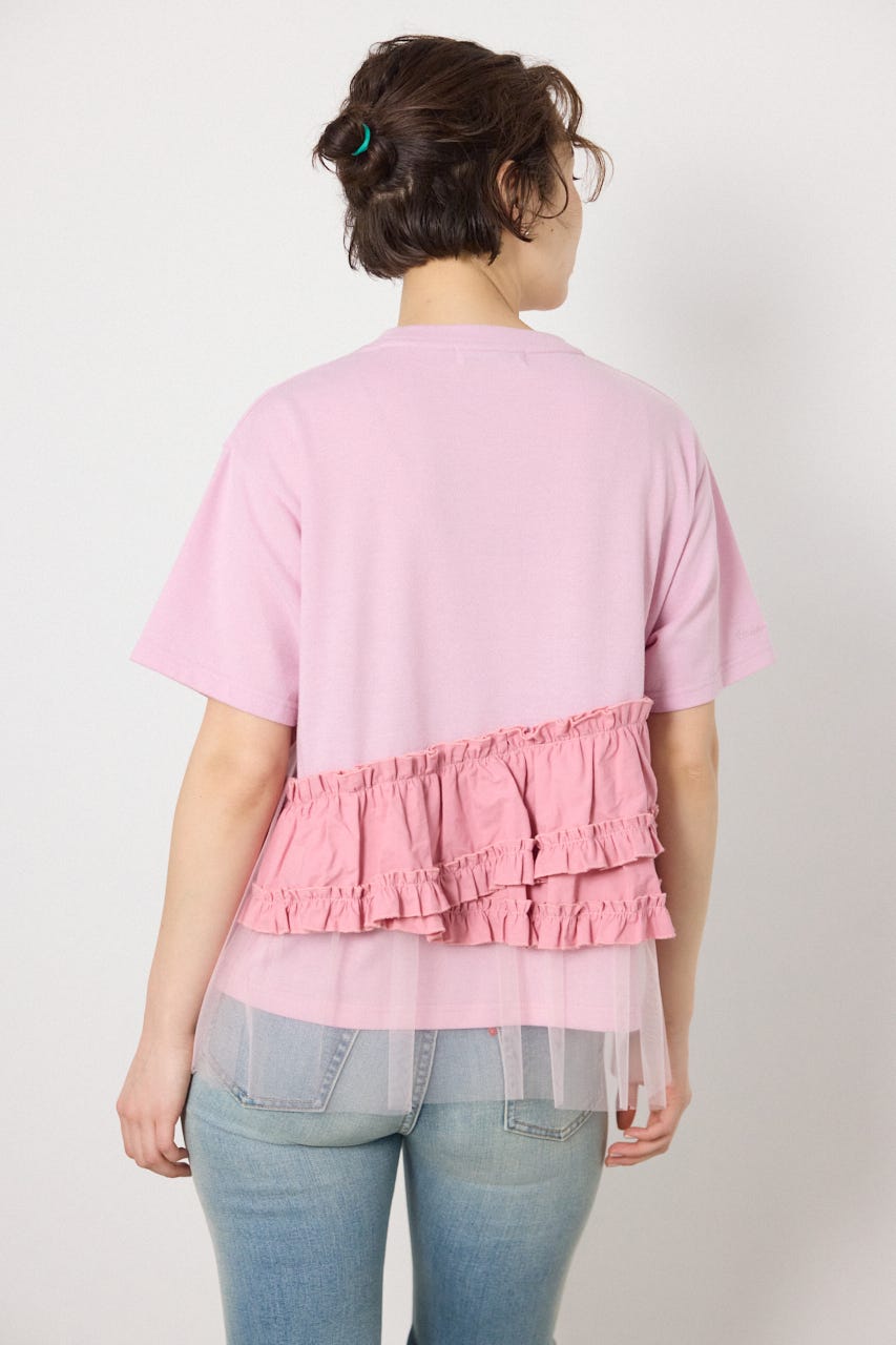 布帛チュールドッキングトップス L/PNK FREE