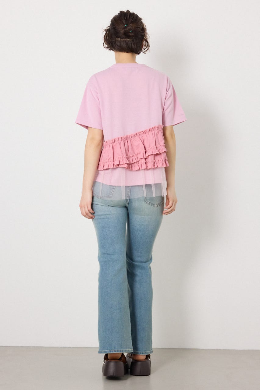 布帛チュールドッキングトップス L/PNK FREE