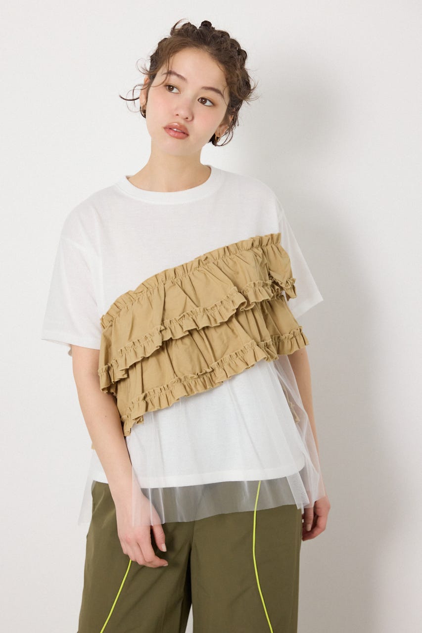 布帛チュールドッキングトップス O/WHT FREE