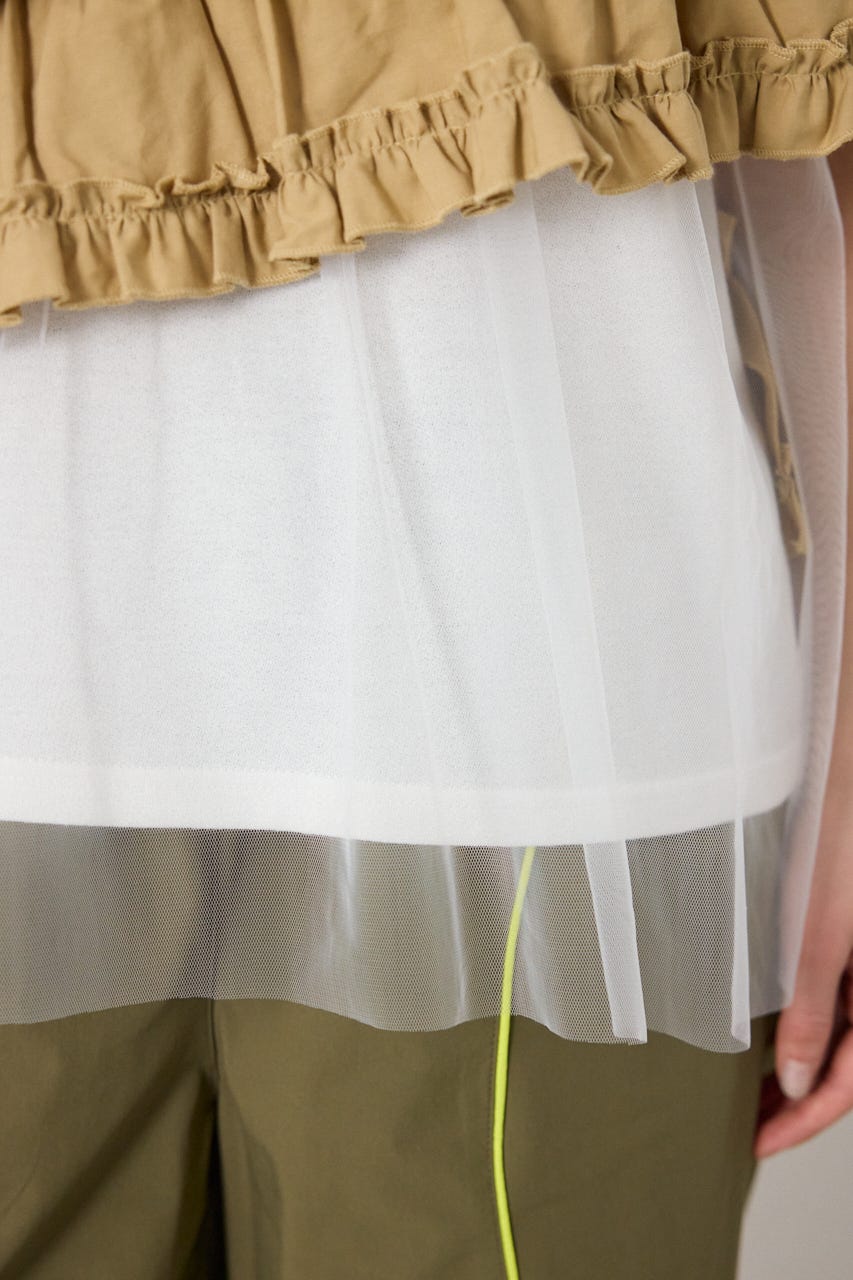 布帛チュールドッキングトップス O/WHT FREE