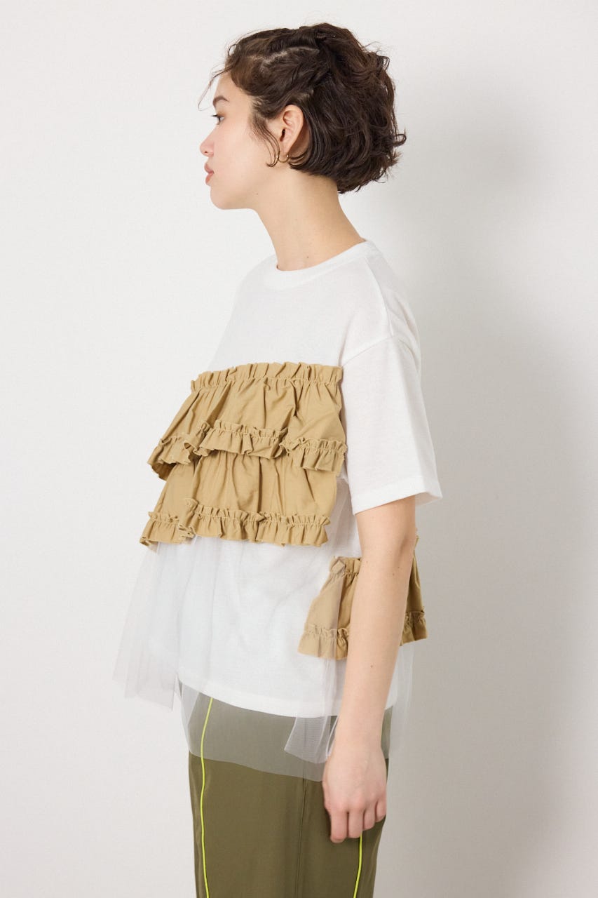 布帛チュールドッキングトップス O/WHT FREE