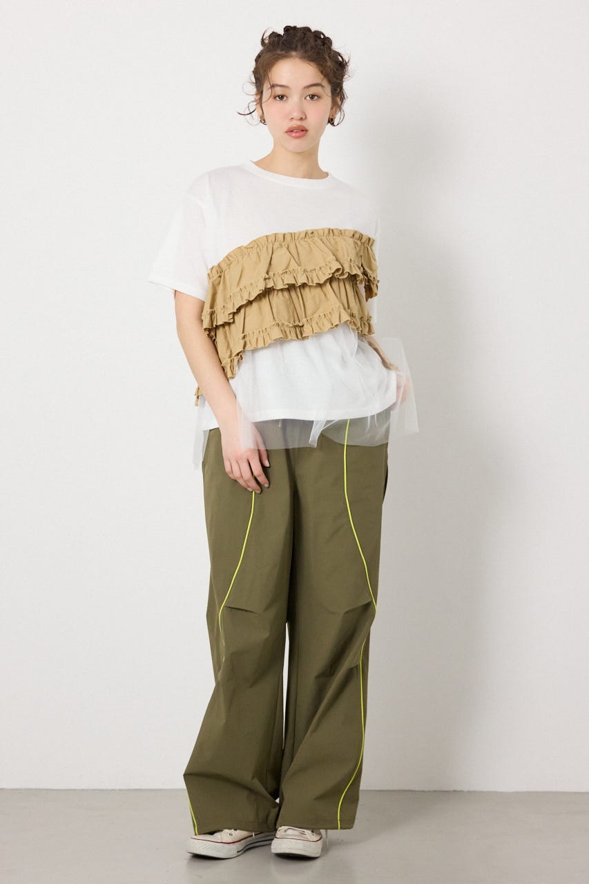 布帛チュールドッキングトップス O/WHT FREE