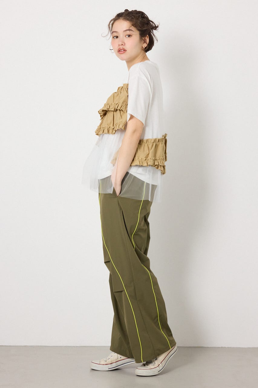 布帛チュールドッキングトップス O/WHT FREE