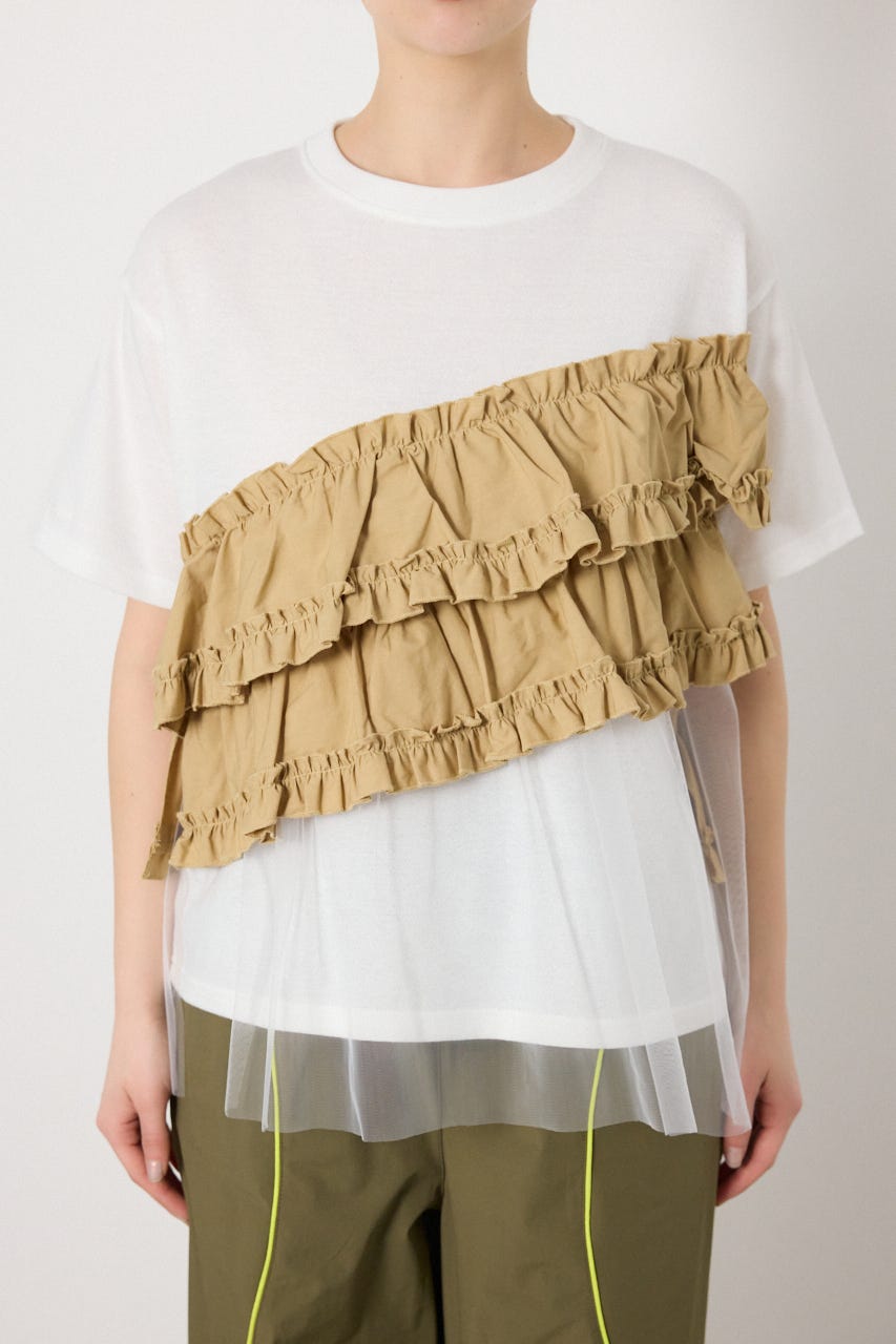 布帛チュールドッキングトップス O/WHT FREE