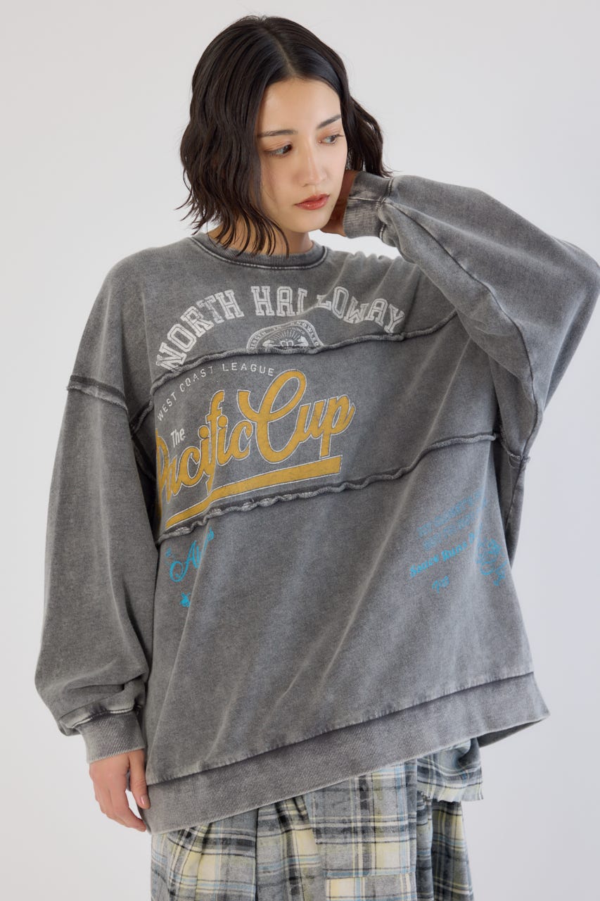 加工アウトシームスウェットトップス C.GRY FREE