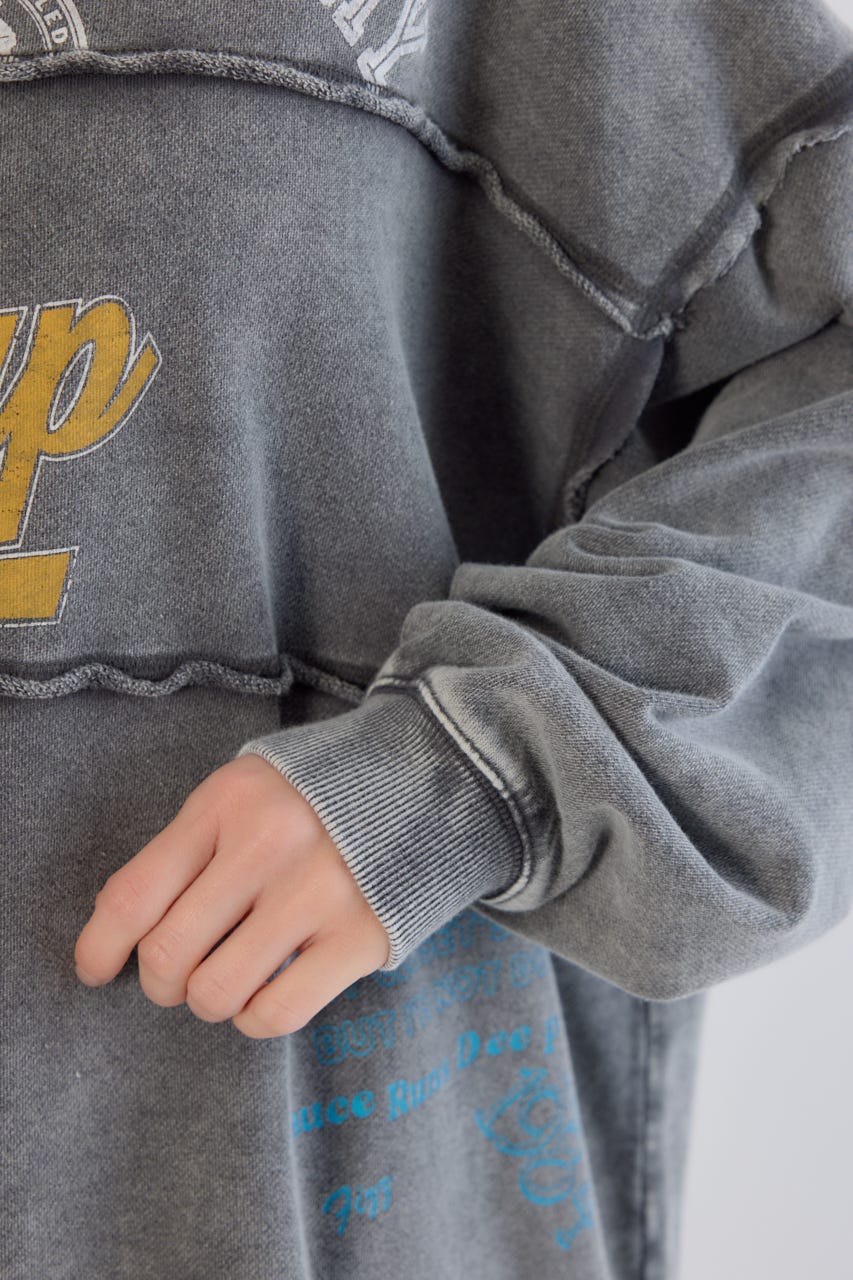 加工アウトシームスウェットトップス C.GRY FREE