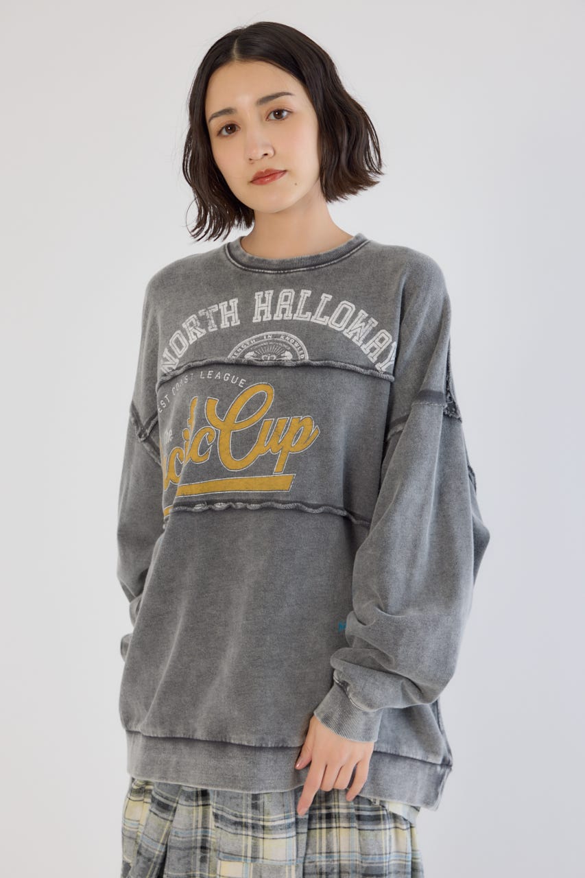 加工アウトシームスウェットトップス C.GRY FREE