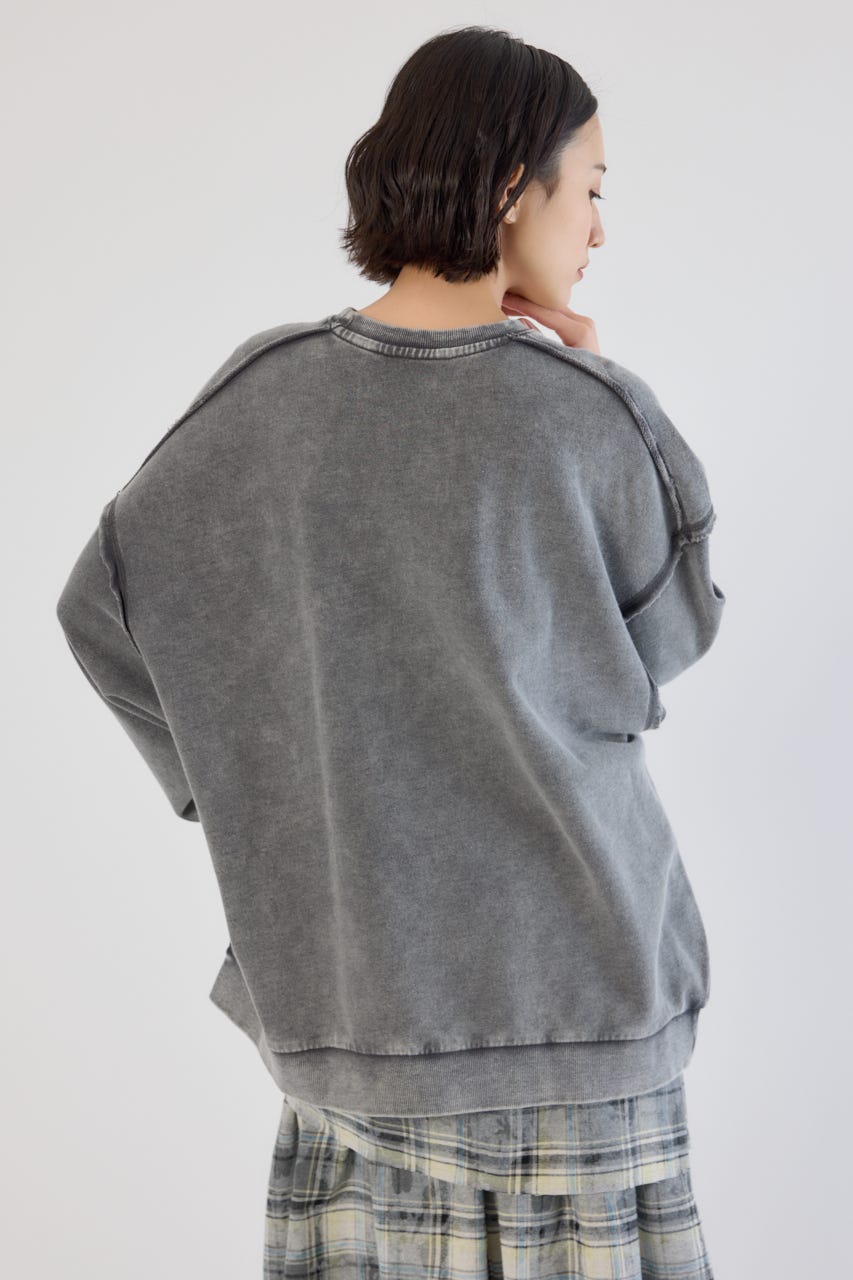 加工アウトシームスウェットトップス C.GRY FREE