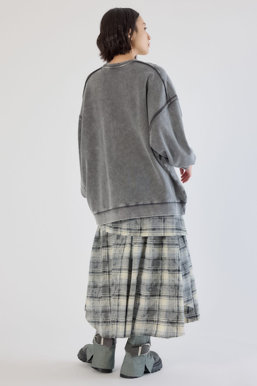 加工アウトシームスウェットトップス C.GRY FREE