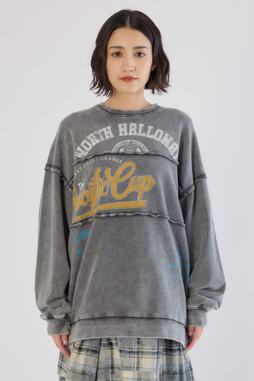 加工アウトシームスウェットトップス C.GRY FREE