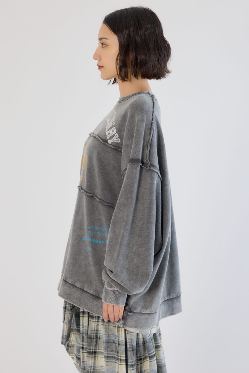 加工アウトシームスウェットトップス C.GRY FREE