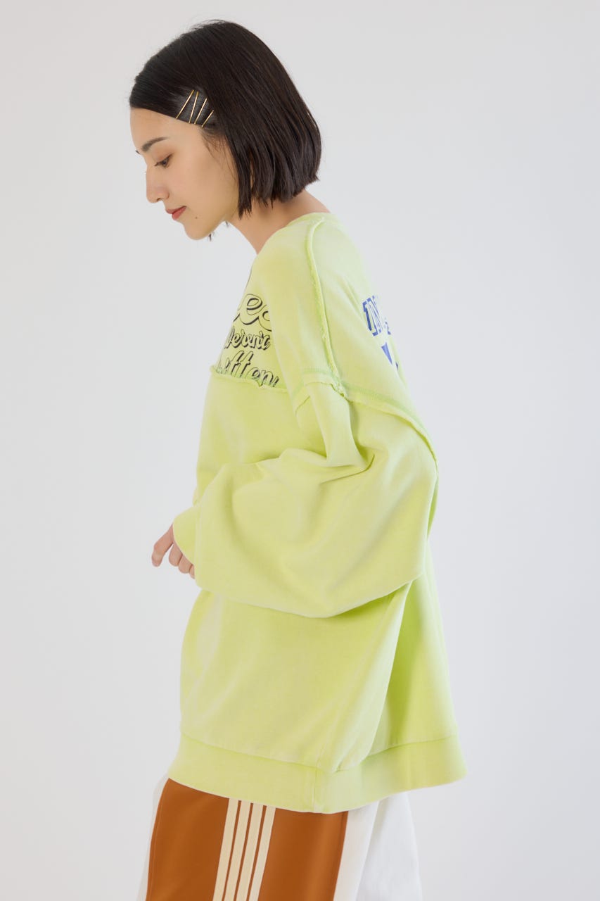 加工アウトシームスウェットトップス L/YEL FREE