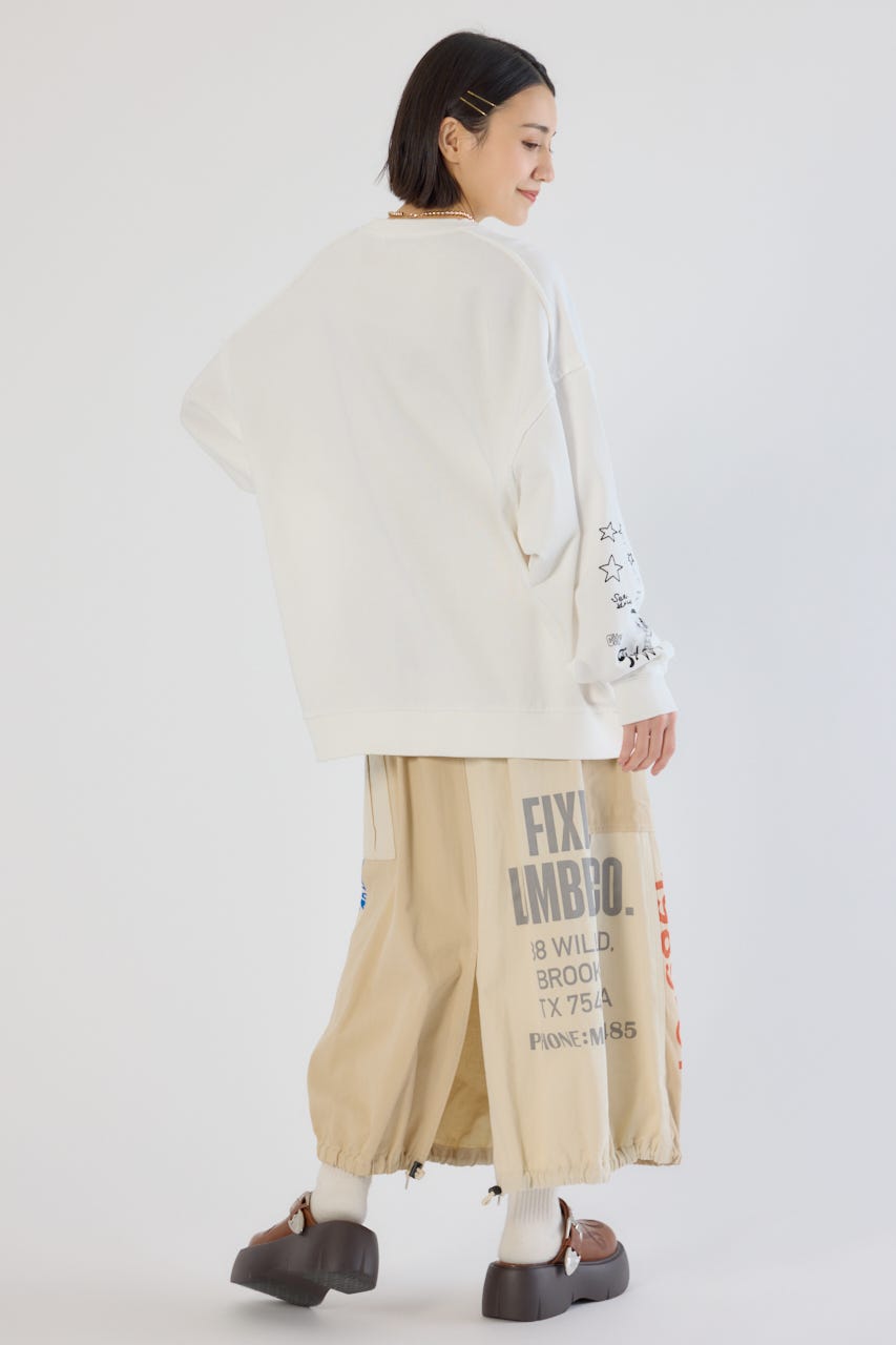 加工アウトシームスウェットトップス O/WHT FREE